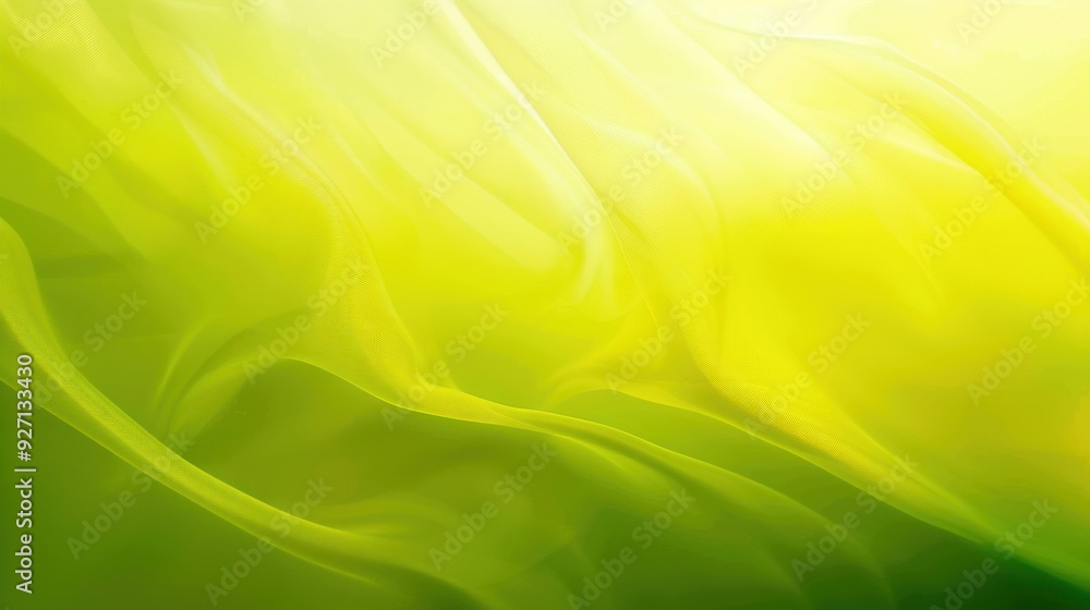Poster a close-up, abstract image of a soft, flowing green and yellow fabric. the texture is delicate and e