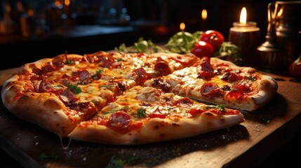 Dark Palette Vector Illustration of a Delicious Pizza Slice