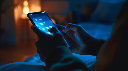 Hands Holding Smartphone Displaying Messaging App Interface