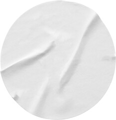 Blank white round paper sticker label isolated on white background