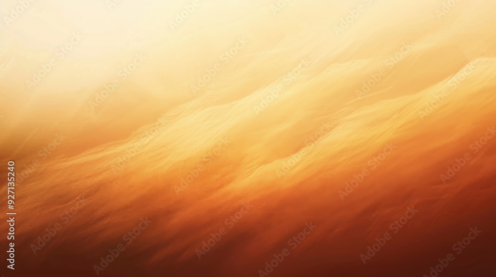Poster an abstract image of clouds in warm tones of orange and yellow, forming a hazy and textured backgrou