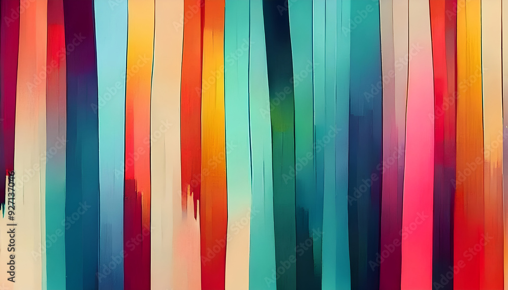 Poster colorful vertical stripes of varying widths displaying a vibrant abstract pattern