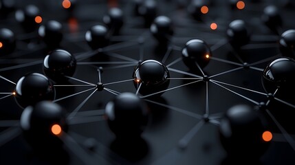 Interconnected Black Spheres Representing Digital Connectivity