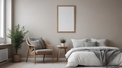 Fototapeta premium High resolution photo frame on the wall interior image template, empty art frame interior design ai generated designer pictures.