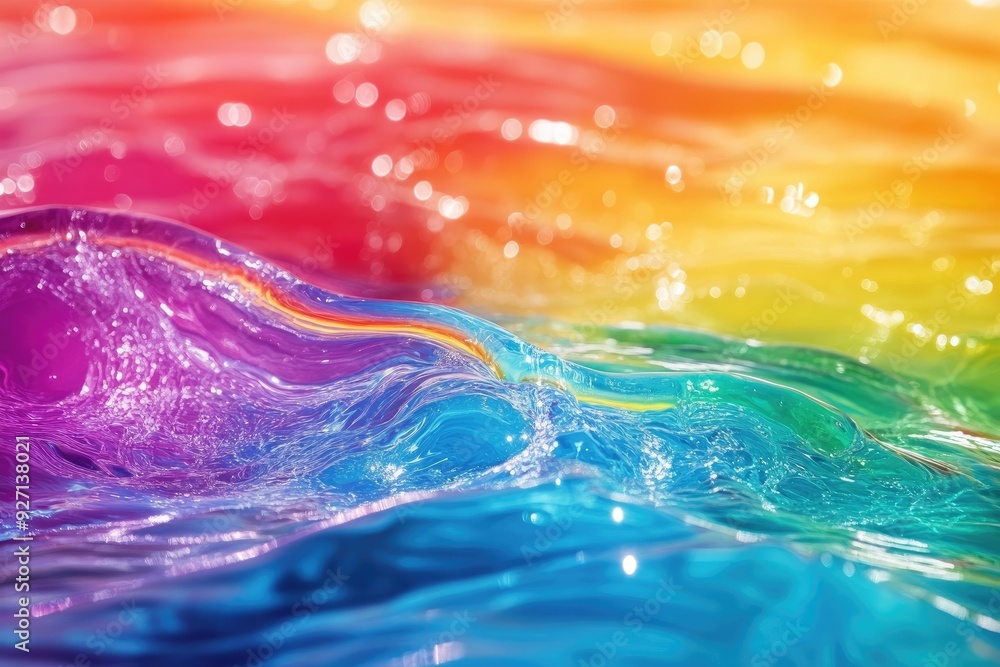 Poster close-up shot of rainbow water. this is perfect for creating a vibrant and colorful background for p