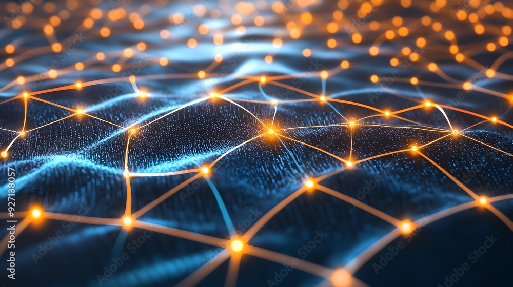 Poster interconnected nodes form technological network representation
