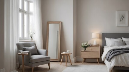 Fototapeta premium High resolution photo frame on the wall interior image template, empty art frame interior design ai generated designer pictures.