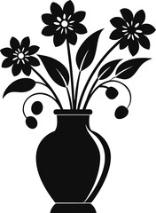 Flower vase silhouette vector art illustration on white background