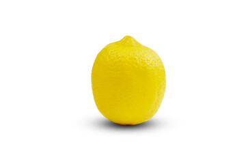 Bright yellow lemon clipping path on white isolated background