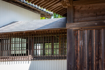 Old Japanese wooden-built houses.