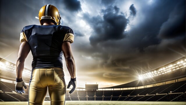  football player dark cloudy background
