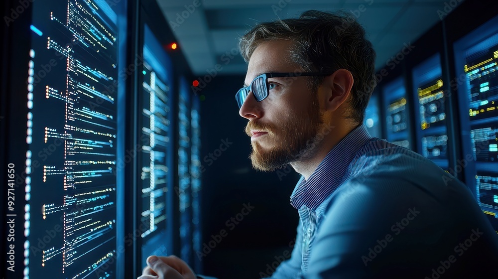 Poster ai-driven cybersecurity innovations, exploring cutting-edge technologies to enhance digital safety, 