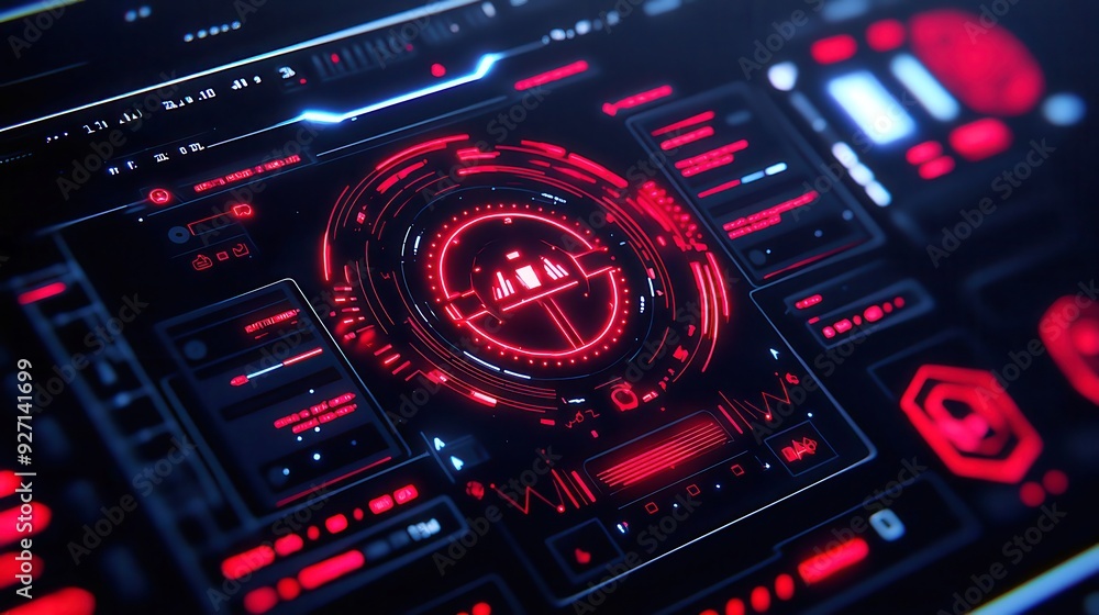 Poster futuristic user interface design, a sleek digital display showcasing advanced technology, interactiv