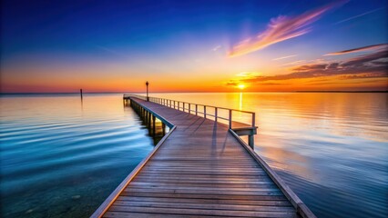 Valentines Jetty overlooking a calm ocean at sunset , Valentines Day, romantic, love, pier, jetty, ocean, sea, sunset