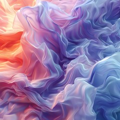 Fototapeta premium Ethereal Fabric Flow: A vibrant tapestry of pastel hues dances across delicate fabric, creating a dreamy and abstract masterpiece. 