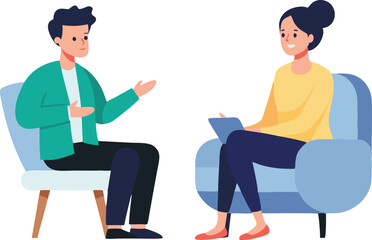 Obraz premium Two people are discussing ideas in a comfortable setting, fostering communication and understanding.