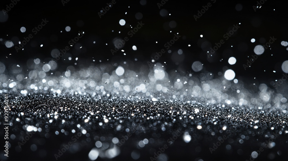 Aufkleber a close-up view of shimmering particles creating a sparkling effect against a dark background.