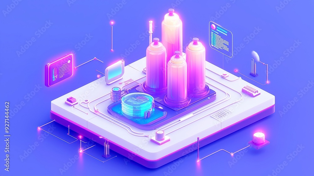Poster smart factory revolution, a cutting-edge manufacturing facility showcasing interconnected systems, a