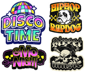 4 Music Logo Collection - Aesthetic Retro Sticker Set Vintage Y2K Style Graphic
