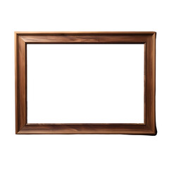 A simple, wooden picture frame isolated on a black background.