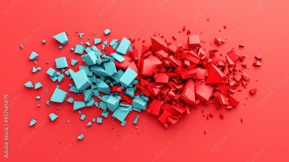 Poster deteriorating business: 3d render of crumbling structure symbolizing economic decline in complementa