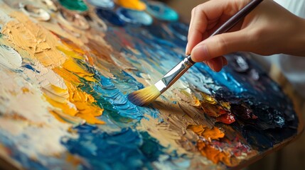 Obraz premium Artist's Palette: Mixing Colors for a Masterpiece