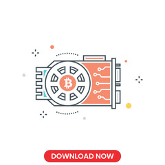 GPU mining cryptocurrency icon vector illustration. technology concept outline design. Perfect for web and mobile UIUX. Modern, minimalistic vector style. Ideal for app interfaces, website elements