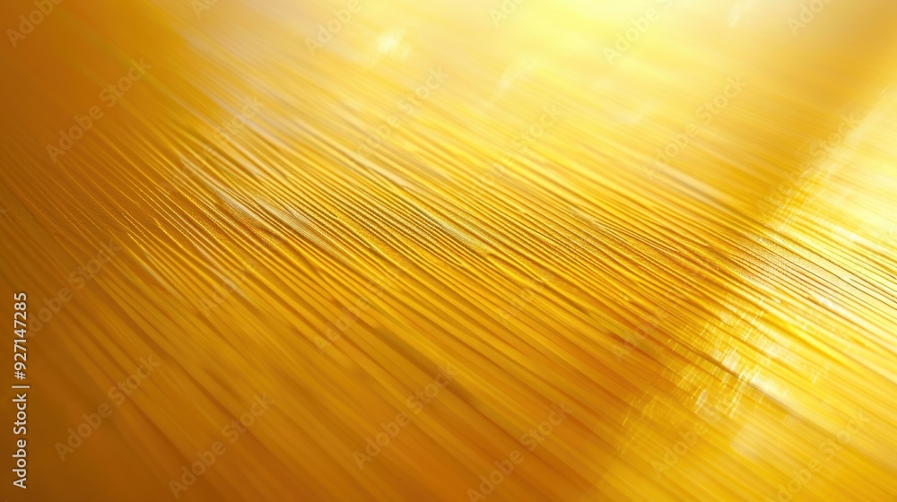 Poster The image showcases an abstract close-up of a golden surface. The surface appears smooth and glossy, with a subtle texture created by diagonal lines that reflect the light. The warm, golden hue is fur
