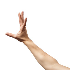 Arm with rising fingers, isolated, transparent background, png