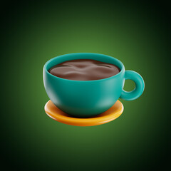 Premium office coffee cup icon 3d rendering on isolated background