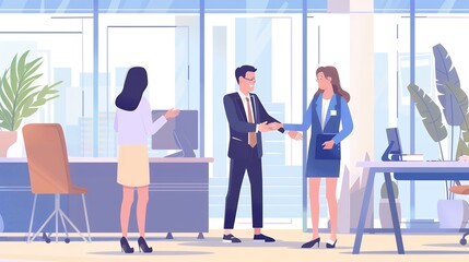 Obraz premium Agreement. Business people standing on a signed contract. Concept business