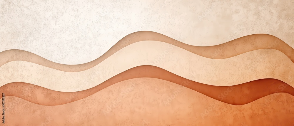 Poster abstract wavy layered background with smooth gradients in warm beige and brown tones, perfect for we