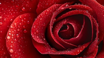 A stunning close-up of a red rose with glistening water droplets showcasing nature's beauty and detail.