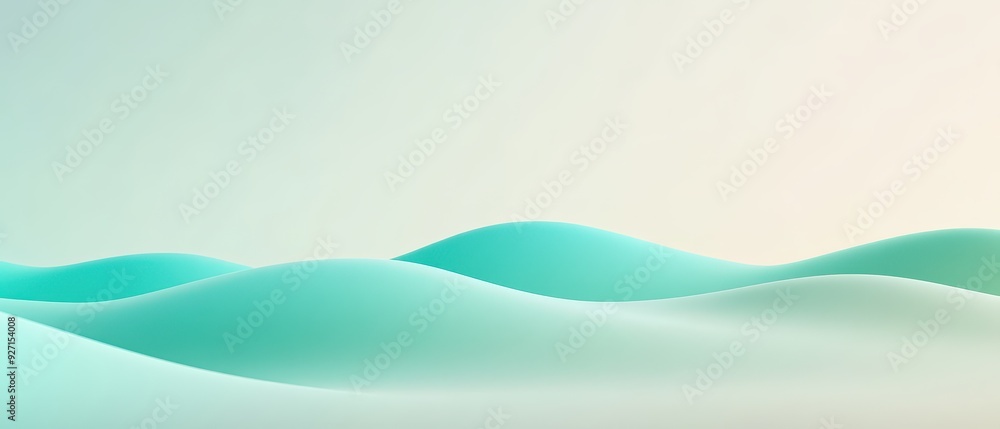 Aufkleber abstract minimalist waves in soft turquoise and cream tones, evoking serene and peaceful emotions. s