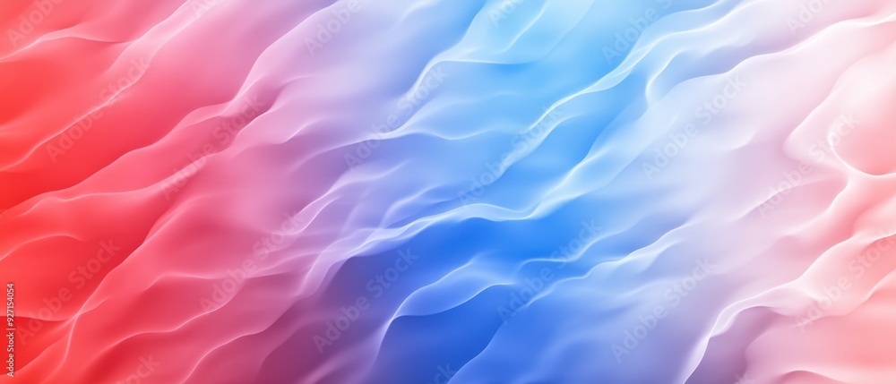 Aufkleber Abstract gradient background featuring smooth waves in red, blue, and white hues with a soft and flowing texture.