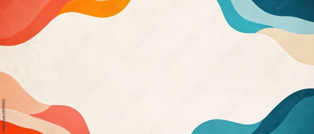 Poster abstract background with colorful waves and empty space in center, ideal for presentations, flyers, 