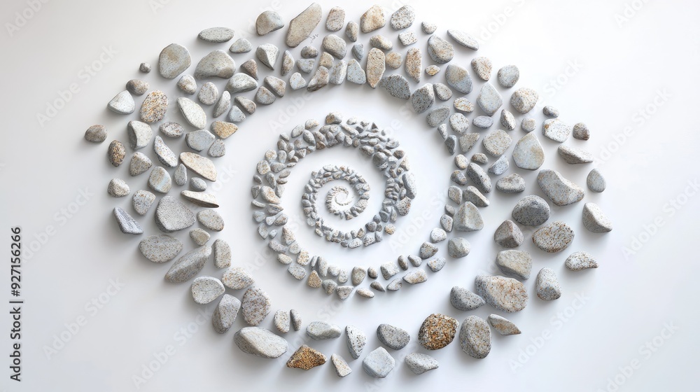 Aufkleber a beautiful spiral of tiny stones, creating a dynamic visual effect against a clean white background