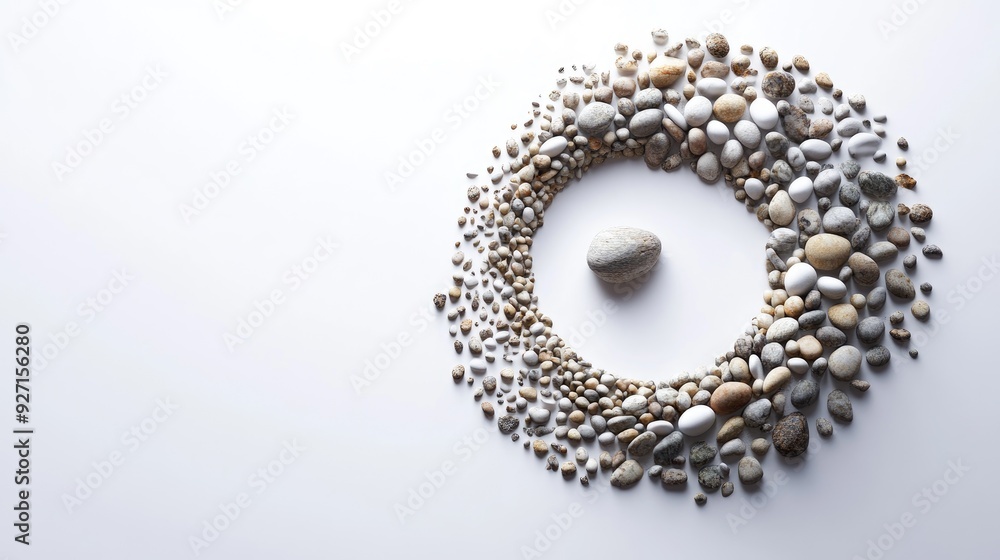 Aufkleber a beautiful spiral of tiny stones, creating a dynamic visual effect against a clean white background