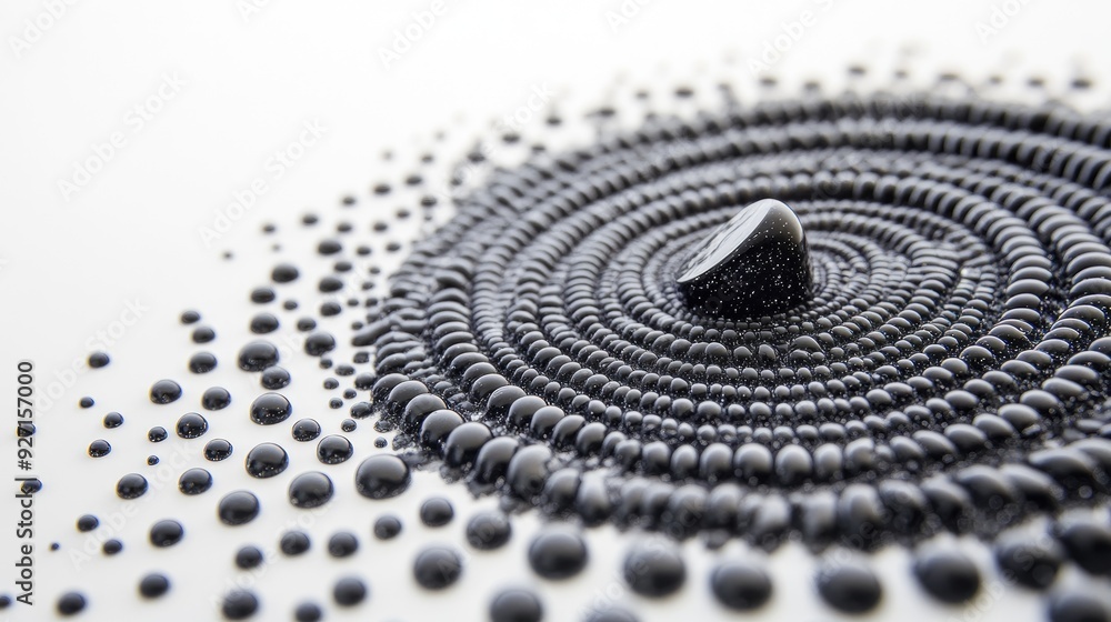 Aufkleber a mesmerizing spiral matrix of tiny stones, dynamically arranged on a white background for a minimal