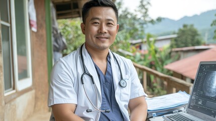 Providing Rural Healthcare: Doctor Using Portable Ultrasound for Mobile Medical Services, Generative Ai