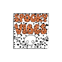Spooky vibes Halloween Tshirt Design, retro Halloween backround