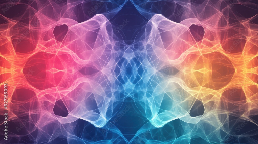 Aufkleber vibrant abstract background featuring symmetrical patterns in red, blue, and orange hues. perfect fo