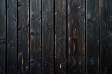 Fototapeta premium Dark charred wood planks background. Ideal for rustic and industrial design projects.