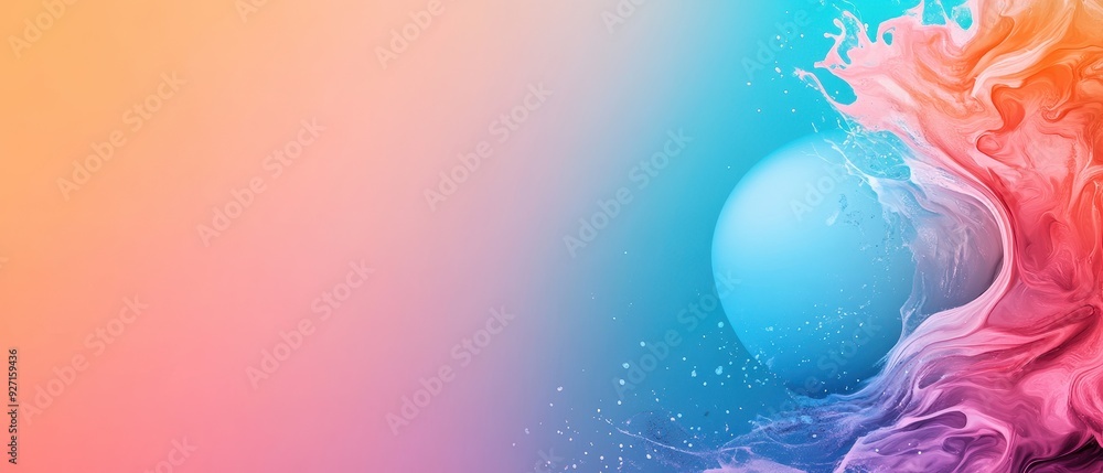 Poster Vibrant gradient background with colorful abstract shapes and dynamic swirls, perfect for modern designs and creative projects.