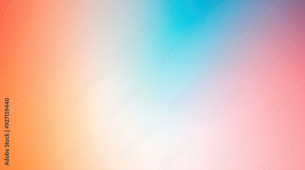 Poster Vibrant gradient background with soft transitions of colors, featuring blue, pink, and orange hues. Ideal for use in digital and graphic design projects.
