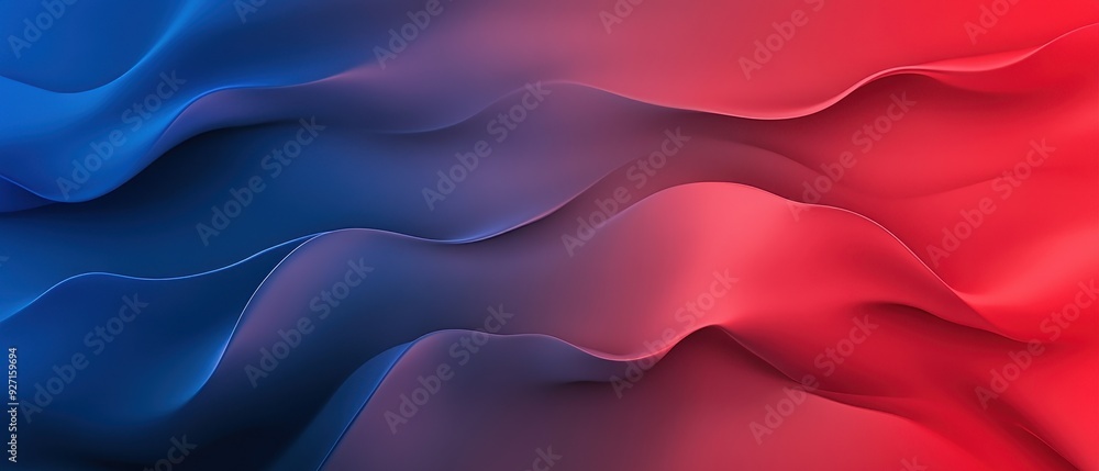 Poster Abstract background with smooth red and blue gradient waves, creating a fluid and dynamic texture, perfect for modern designs.