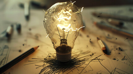 a picture of a lightbulb with a drawing of a lightbulb around it.