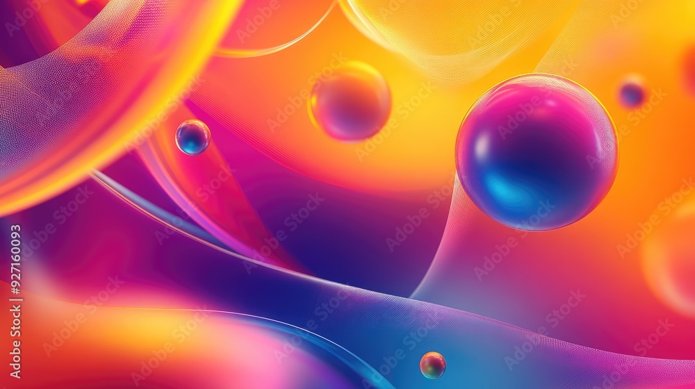 Aufkleber vibrant 3d abstract template with a colorful composition of spheres and lines, perfect for modern an