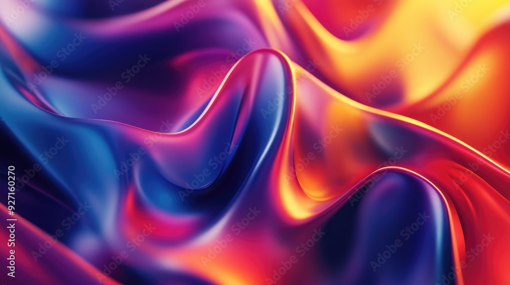 Aufkleber vivid 3d abstract template featuring smooth, flowing wave forms and geometric shapes, designed for i