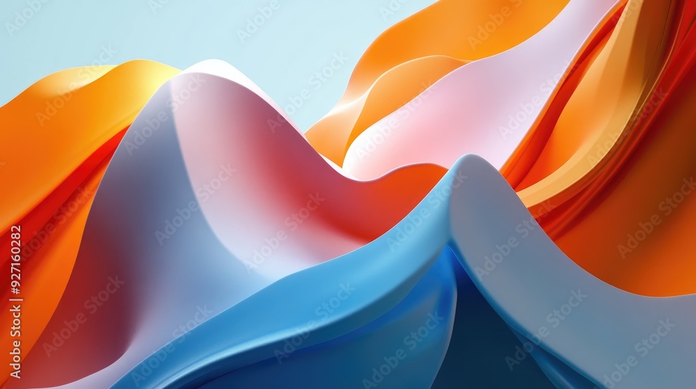 Poster vivid 3d abstract template featuring smooth, flowing wave forms and geometric shapes, designed for i